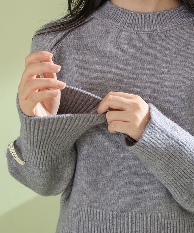 楽天市場】ラウンドネック コンパクト 長袖 ニット プルオーバー 女性