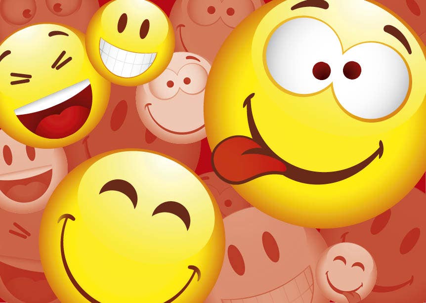 Set van 20 miniposters (A4 kaarten) smileys