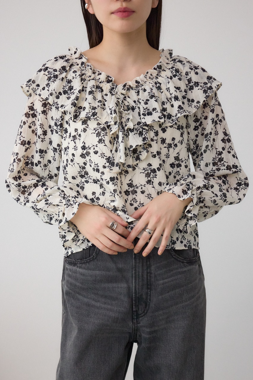 AZUL BY MOUSSY | シアーチェックフラワー柄ブラウス (シャツ