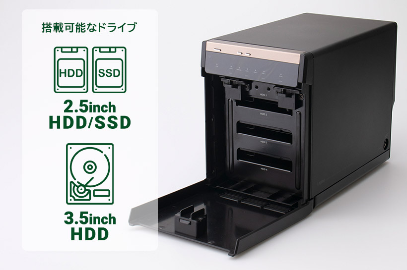 Type-C対応 HDDケース 3.5インチ 2.5インチ SSD 4BAY 外付 RAID機能