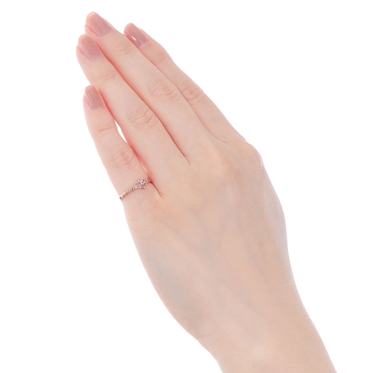 K10ピンクゴールドピンクサファイアリング（ピンキーリング）(RFR328