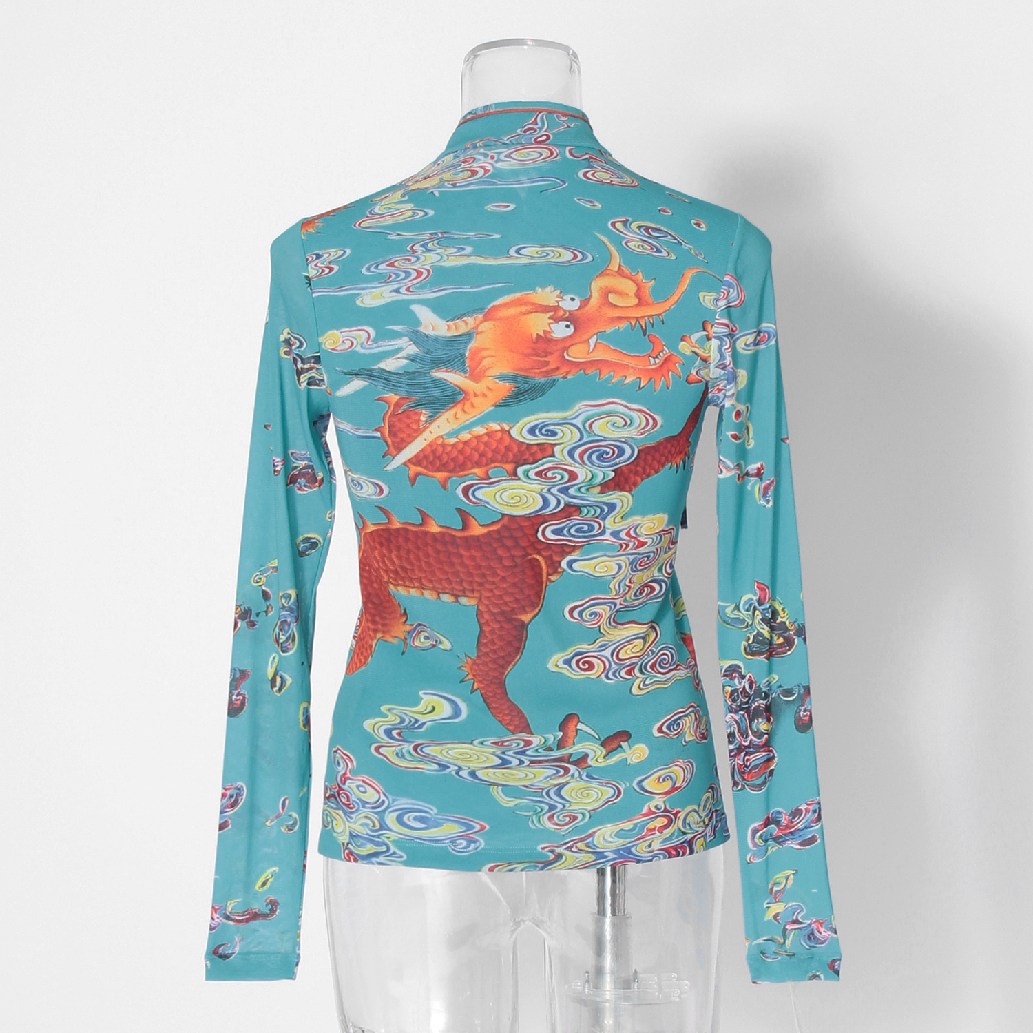 Ceramic dragon print on stretch net ブラウス｜VIVIENNE TAM