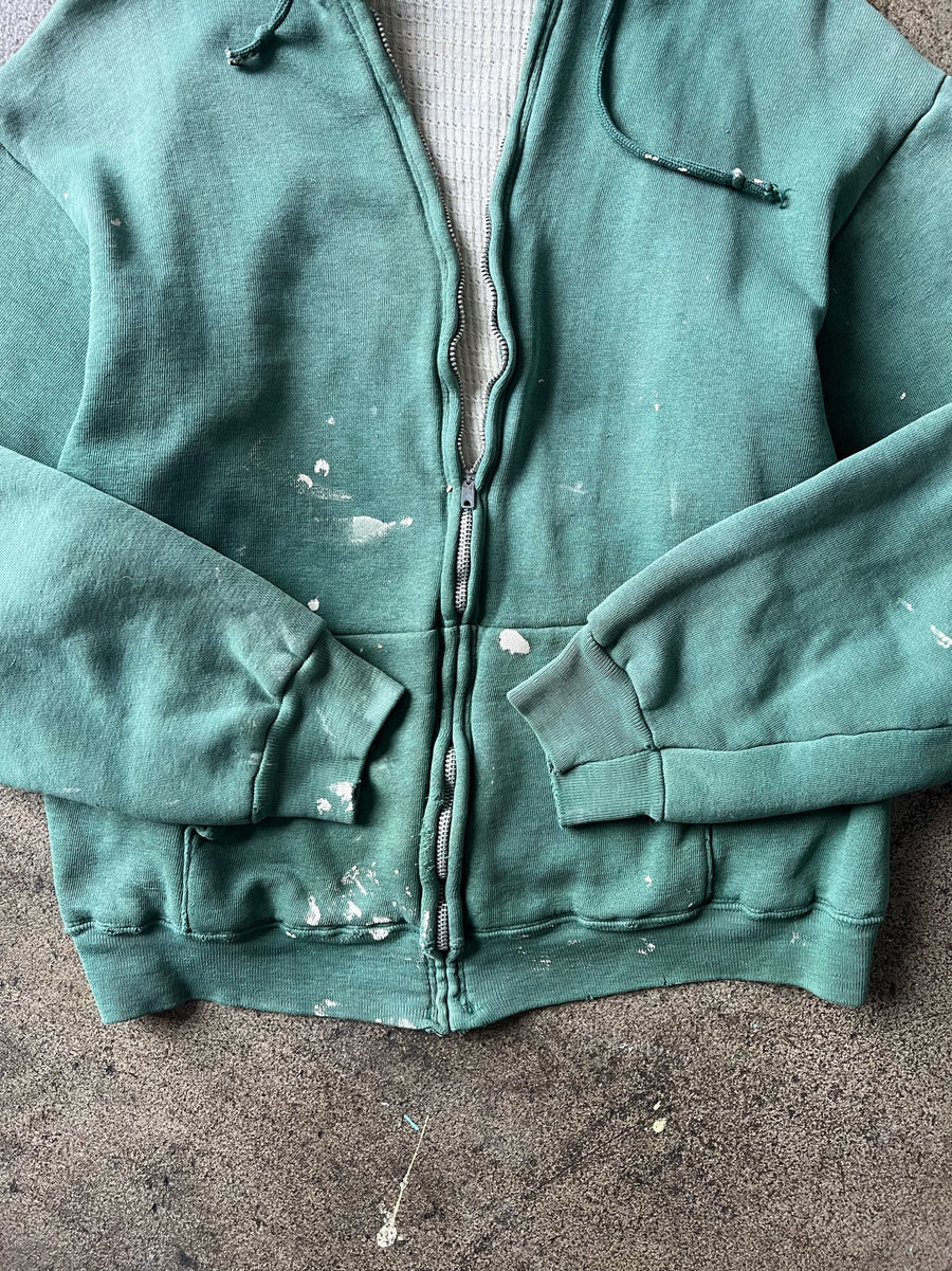 1960s Mayo Spruce Faded Green Thermal Zip Hoodie – Ametora
