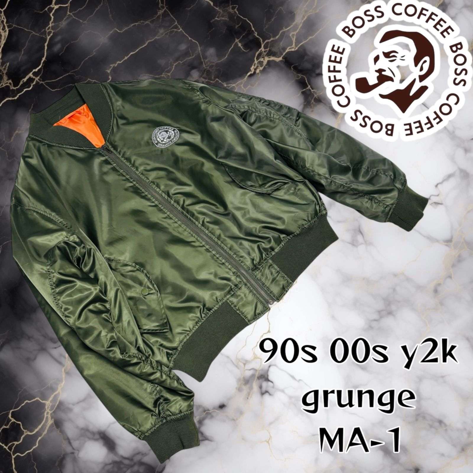 SUNTORY BOSS ボスジャン MA-1 フライトジャケット L カーキ