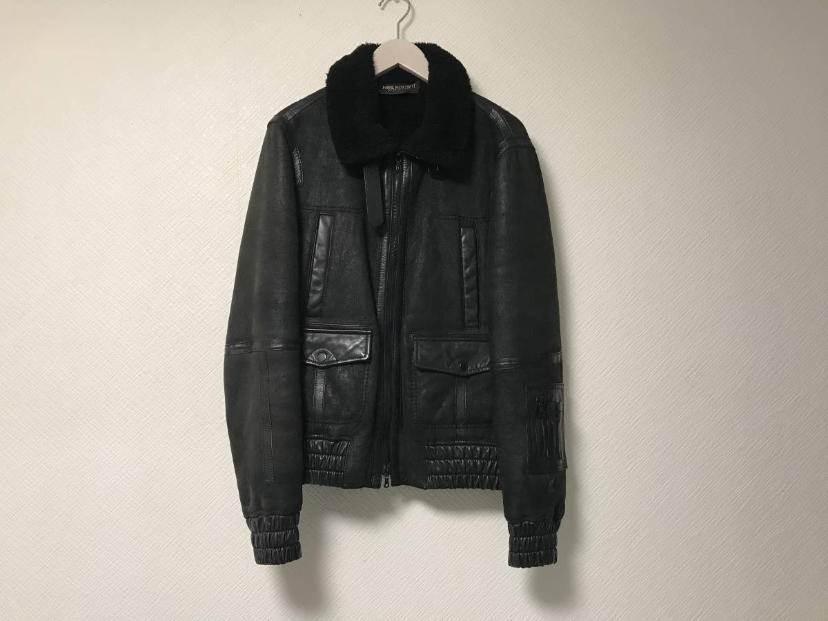 本物ニールバレットNeilBarrett本革ラムムートンレザー毛皮ボアファー