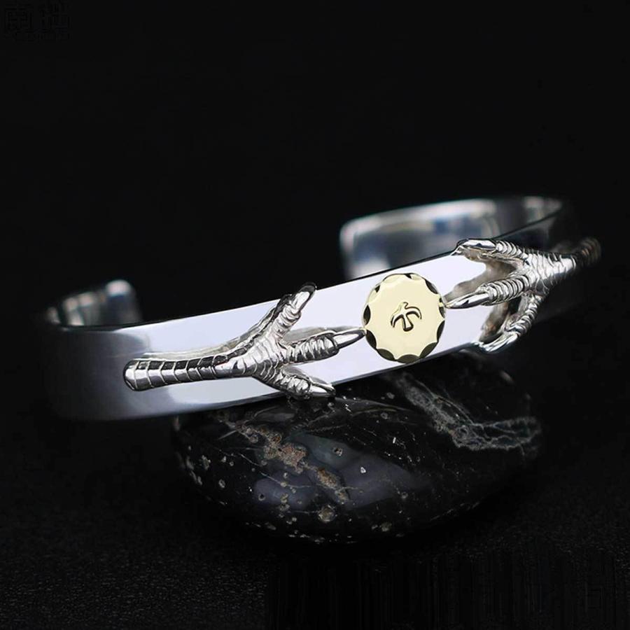 18金SVツメ付き平打ちブレス イーグルタイプ シルバーバングル 925