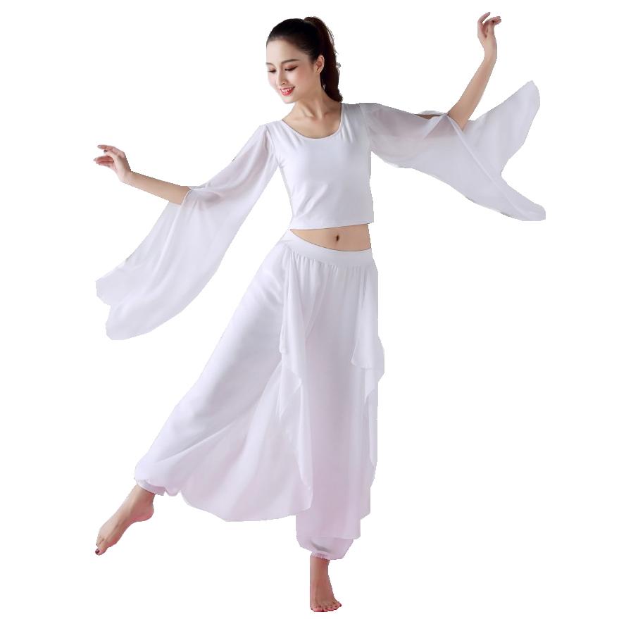 優雅な衣装 セットアップ【ホワイト】長袖 トップス スカーチョ ダンス