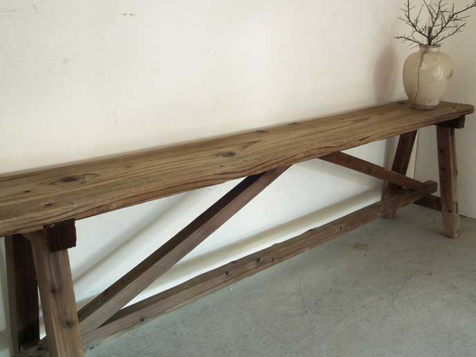 Z00080 アンティーク 古い木味の木製ベンチ | MANSIKKA