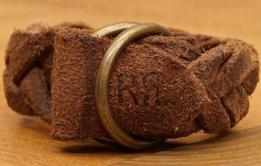 RRL ダブルリング ラフアウト レザー ブレスレット 編み込み