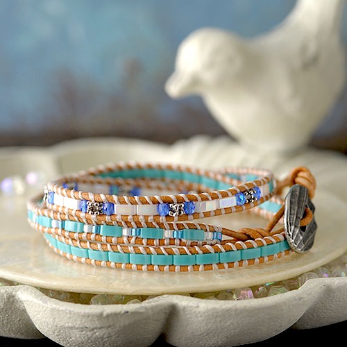 ビーズファクトリー 3連ラップブレスキット（ターコイズ） BFK-423