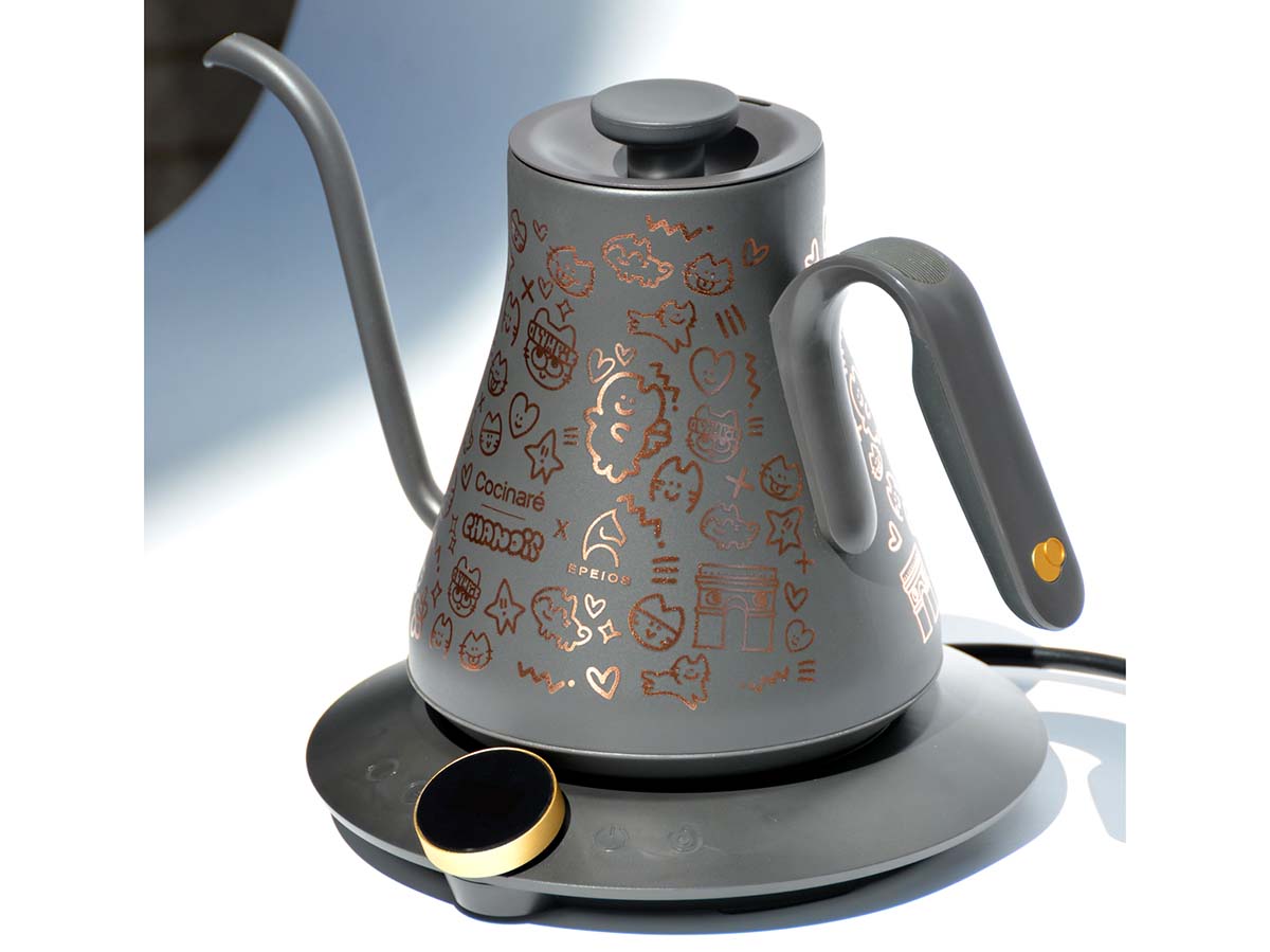 EPEIOS、猫のイラストをデザインしたドリップケトル 「CHANOIR」との