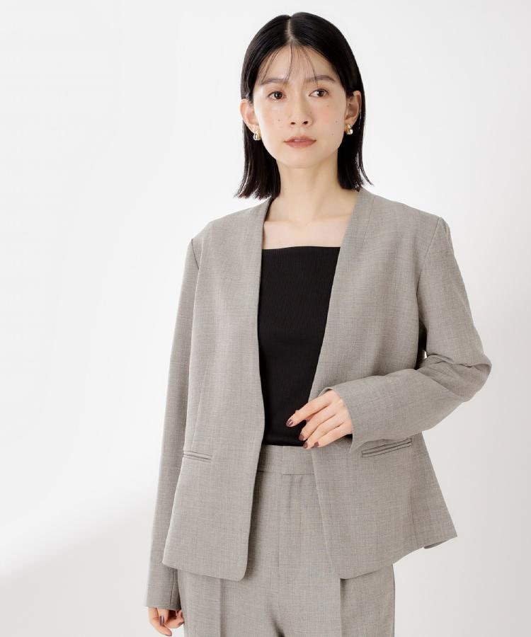 ビジネスノーカラージャケット【セットアップ可/洗える】/CAVIAN