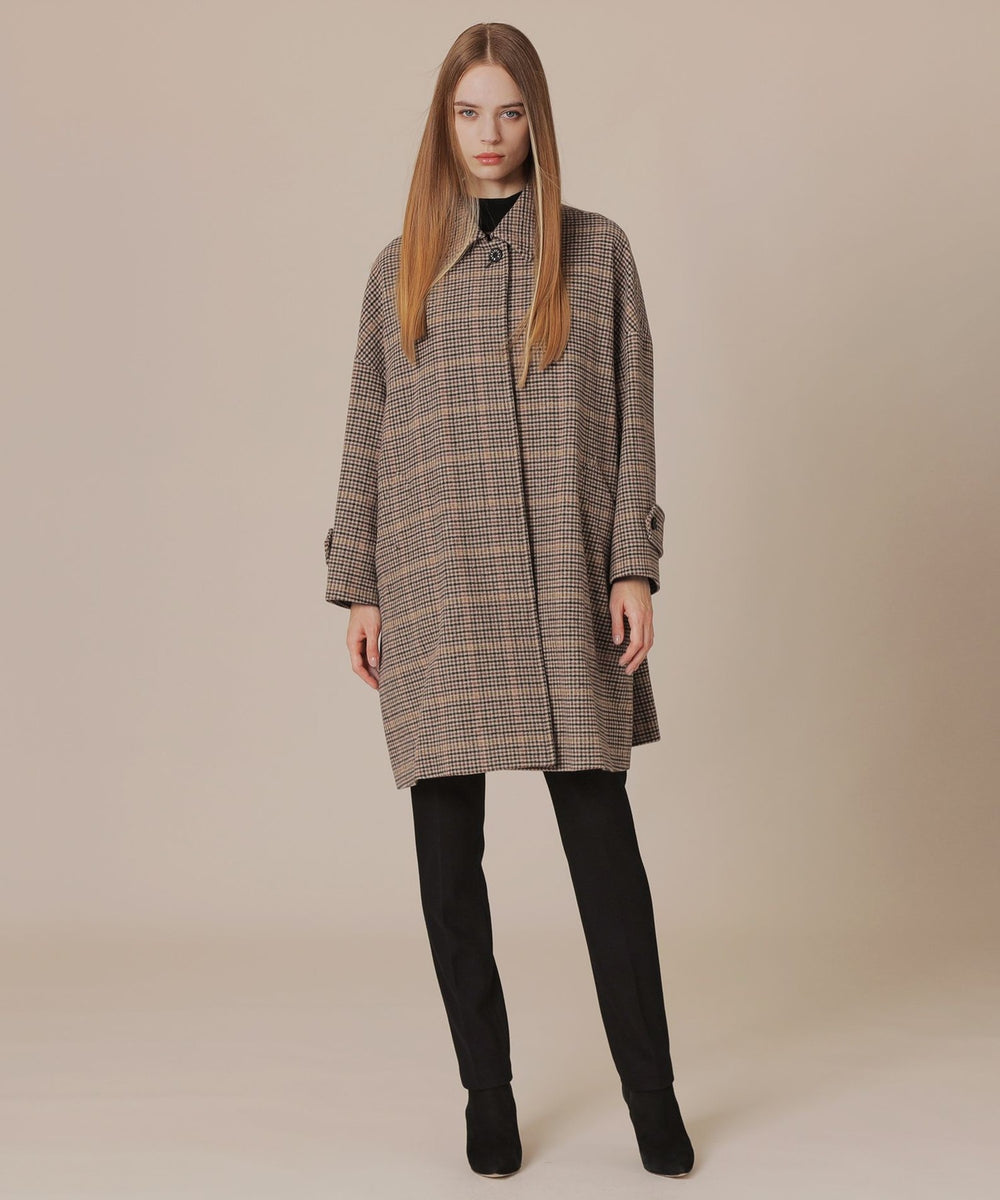 ROSLEY/ロズリー】ガンクラブチェックメルトンステンカラーコート