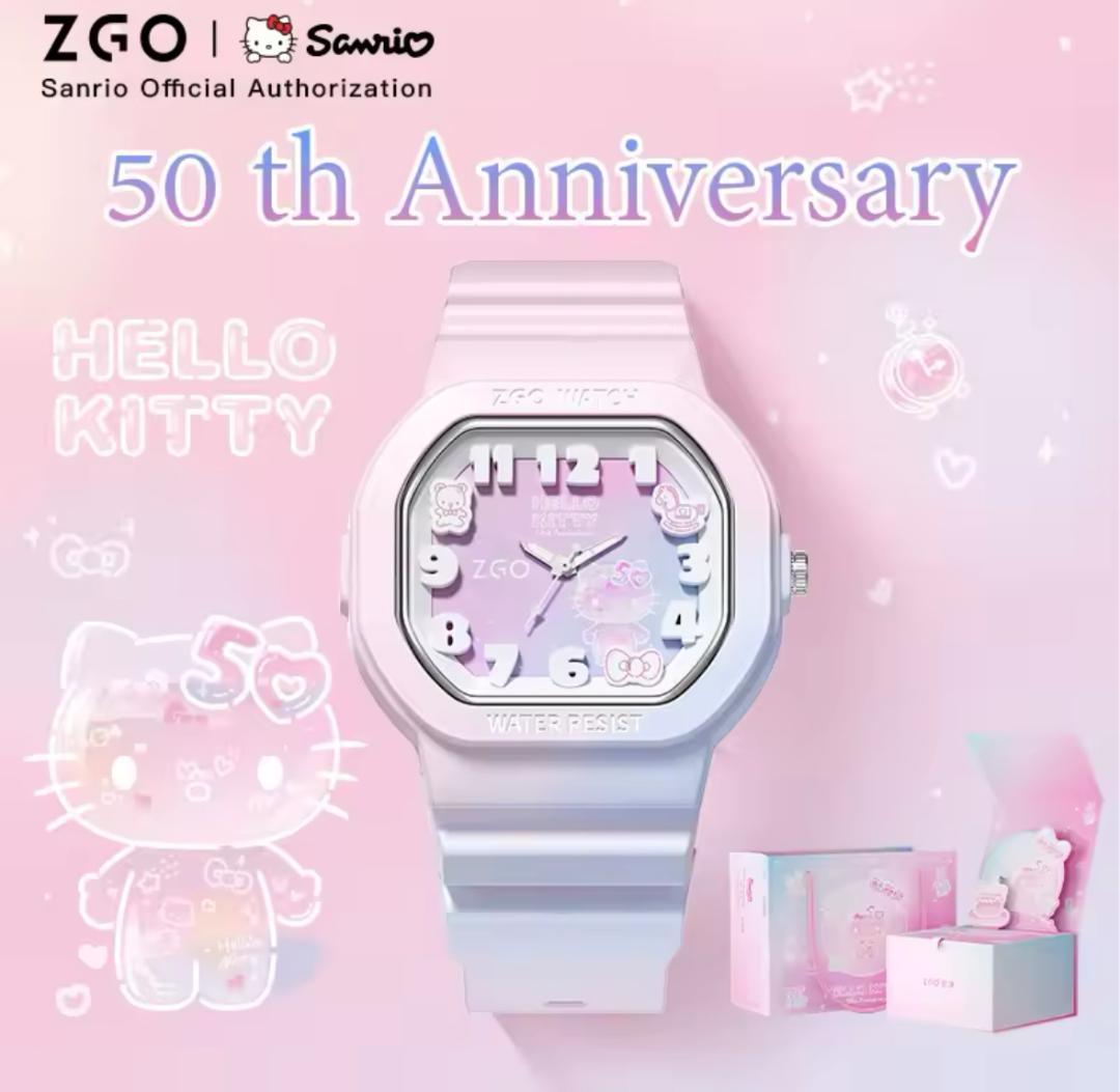 ハローキティ50周年 グラデーションホワイト サンリオ 腕時計 限定 海外 コラ ハローキティ50周年 グラデーションホワイト サンリオ 腕時計 限定