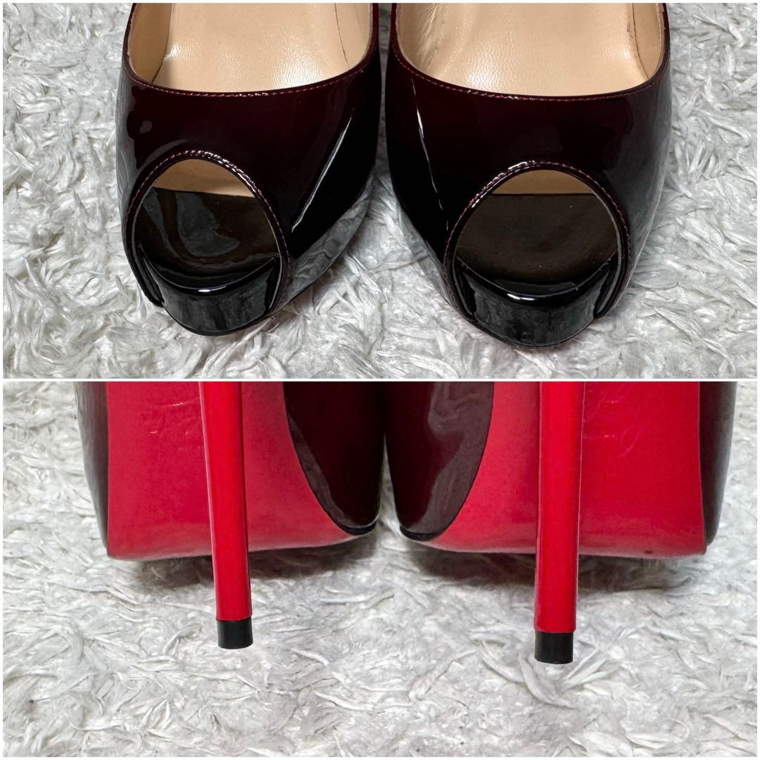 未使用級 クリスチャンルブタン オープントゥ パンプス グラデ