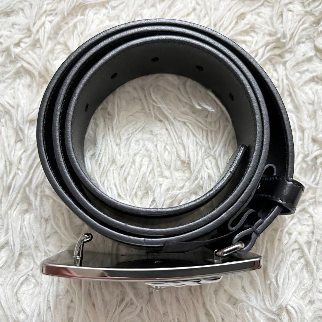 良品 PRADA プラダ レザーベルト 機関車プレート 05379 黒 銀 - メルカリ