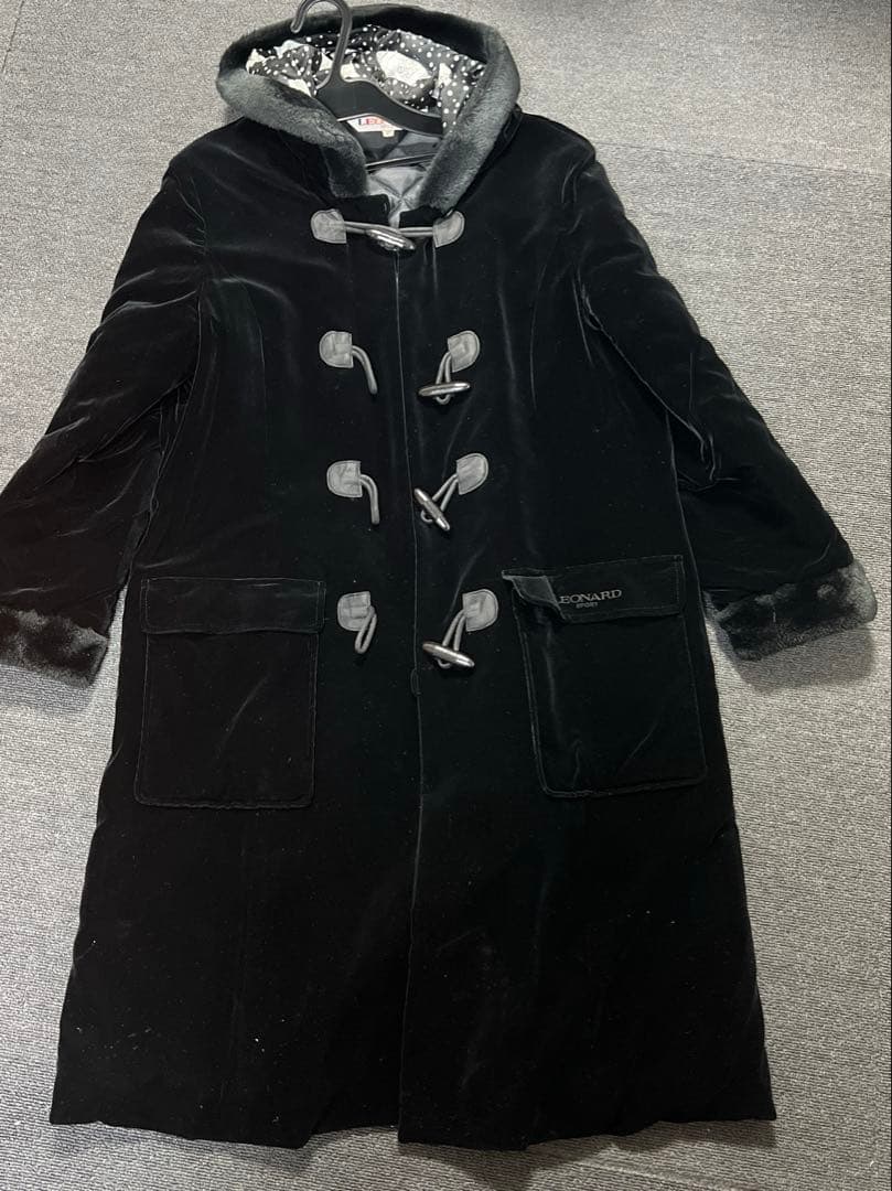 レオナール LEONARD ロングダッフルコート　黒　ベロア系　美品　フリー ROOP TOKYO ダッフルコート コート duffel coat/ダッフルコート ロング