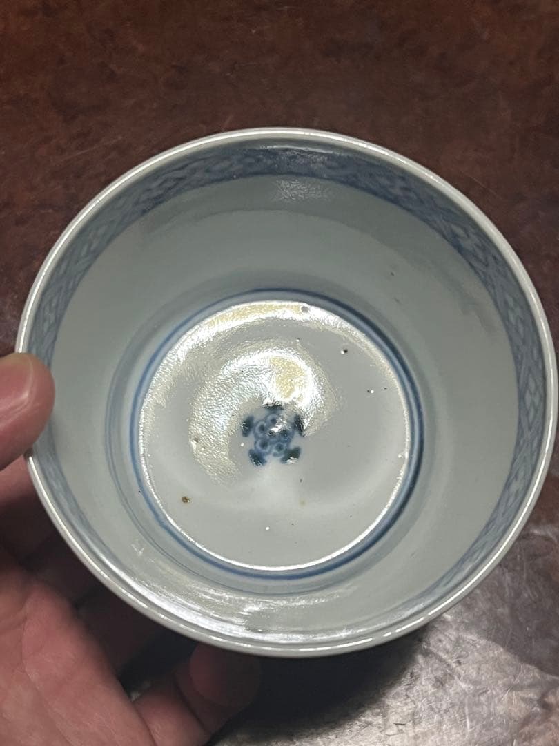 モダンデザイン 古伊万里 蕎麦猪口 散らし 無傷完品 大振り 松竹梅 柿