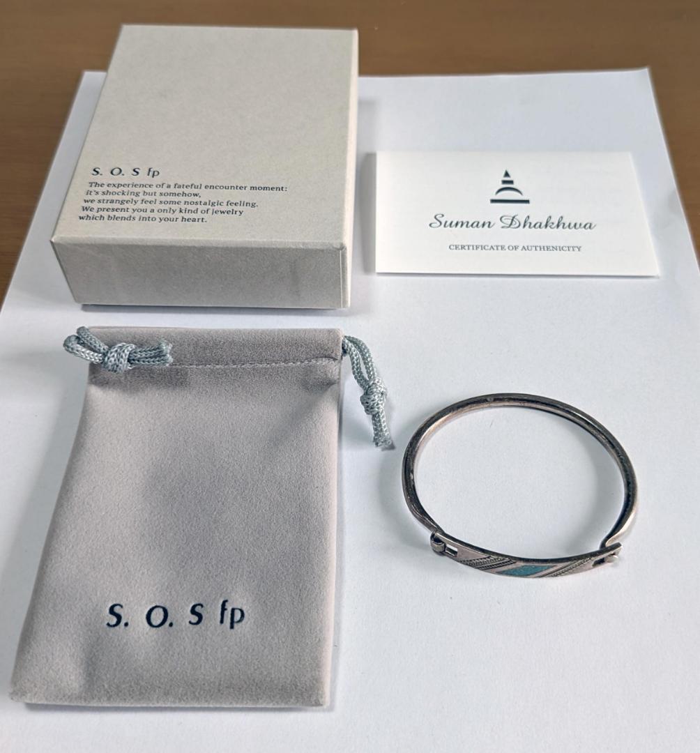 15日迄セール価格 Suman Dhakhwa ターコイズ バングル Suman Dhakhwa（スーマンダックワ） Leaf Carving Cuff w/Turquoise